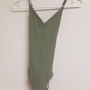 Sage Green Aerie Lace Up One Piece SwimSuit Size M